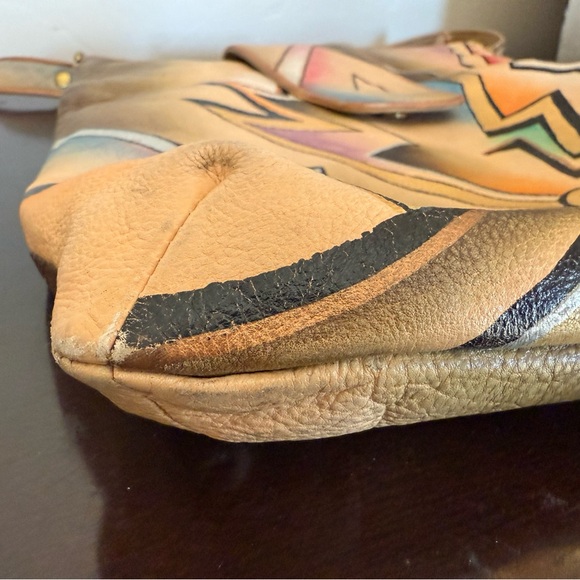 ZIMBELMANN Hand painted Leather Shoulder Bag Floral Purse Signed Z Logo 12x11x2” - Picture 14 of 16